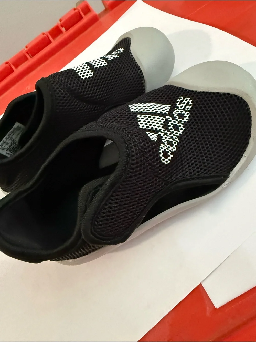 adidas Black and Gray Kids Slip-On Water Shoes